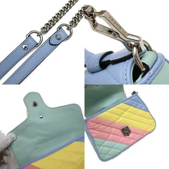 Gucci Gg Marmont Top Handle Bag Leather Multicolour Leather Bag (Pre-Owned) - Picture 10 of 15